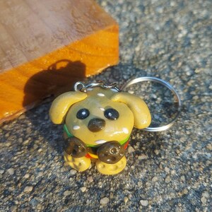 Cute Hamburger Dog Keychain Figurine Miniature Polymer Clay