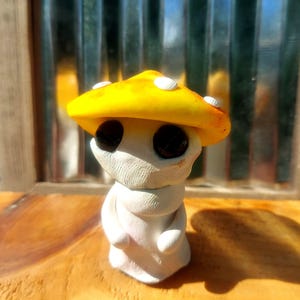 Mushroom Sprite Figurine Desk Buddy, Hippie Witch Gift Idea, Goblincore Figurine