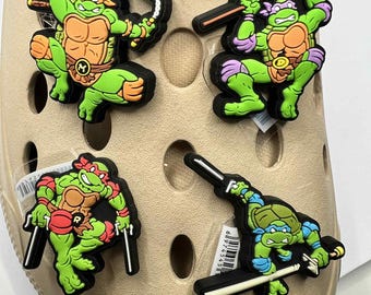 TMNT Croc Charms: 4pc Ninja Turtles Shoe Accessories