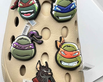 TMNT Croc Charms: Ninja Turtles & Splinter, Retro Cartoon Shoe Accessories
