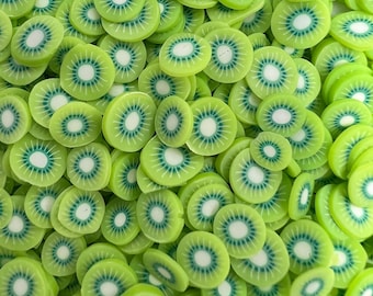 Tranches de pâte polymère kiwi : pièces artisanales de 5 mm