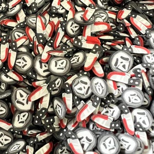 Ghostface & Bloody Knives Clay Slices: Horror Polymer Charms (5mm)