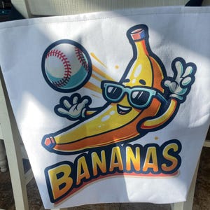 Bananen-Baseball-Einkaufstasche, lustige Bananen-Leinwandtaschen, Spieltag Sportfan Geschenk, gelbes Ballers Teamgeist-Zubehör, Fruit League Merch