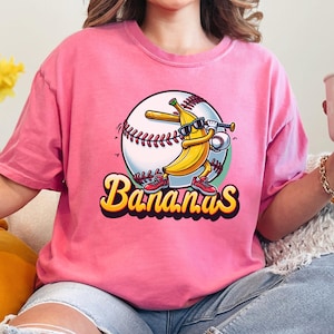 Lets Go Bananas Baseball Comfort Colors Tee Sports Team Mascot Funny Banana Playing Ball Trendy Gameday Mama Shirt Dad Baseball Gift Shirt