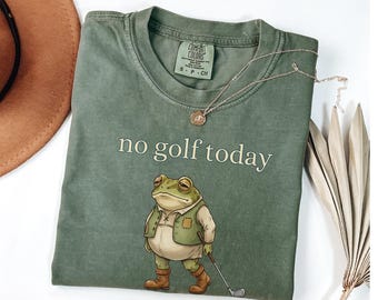 No Golf Today Frog Shirt, Funny Golf Shirt, Vintage Watercolor Frog Tee, Comfort Colors Shirt, Golf Humor Gift