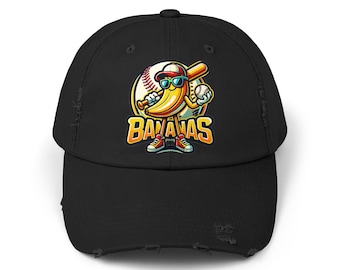 Let's Go Bananas basebollkeps: Sliten sportmaskotkeps