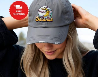 Let's Go Bananas basebollkeps: Sliten sportmaskotkeps