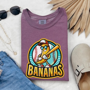 Lets Go Bananas Baseball Comfort Colors Tee Sports Team Mascot Funny Banana Playing Ball Trendy Gameday Mama Shirt Dad Baseball Gift Shirt