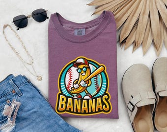 Bananas Baseball Comfort Colors Tee: Lustiges Sport Spieltag Shirt