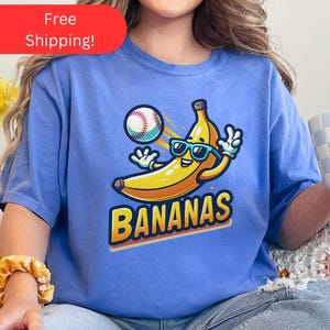 Let&#39;s Go Bananas Baseball Tee Sports Team Mascot Funny Banana Playing Baseball TShirt Trendy Gameday Mama Sweatshirt Dad Baseball Gift