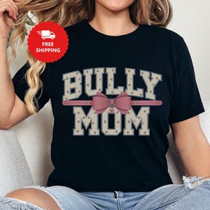 Bulldog Mom Shirt: Pink Bow Bully Tee, Dog Lover Gift