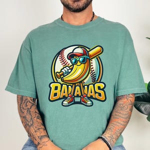 Lets Go Bananas Baseball Comfort Colors Tee Sports Team Mascot Funny Banana Playing Ball Trendy Gameday Mama Shirt Dad Baseball Gift Shirt