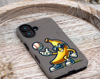 Funny Banana Baseball Tough Phone Case: iPhone 8-16, Glossy or Matte