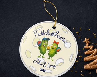 Personlig Pickleball Besties-prydnad: Anpassad keramisk souvenir