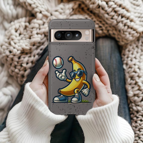 Funny Banana Baseball Google Pixel Case: Sporty Mascot Tough Phone Cover Funny Banana Baseball Google Pixel Case: Sporty Mascot Tough Phone Cover