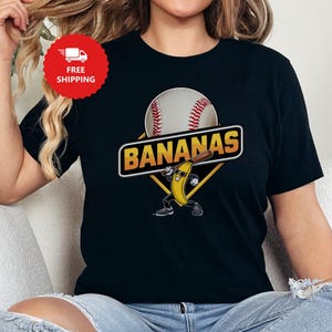 Let&#39;s Go Bananas Baseball Tee: Funny Sports Mascot Shirt