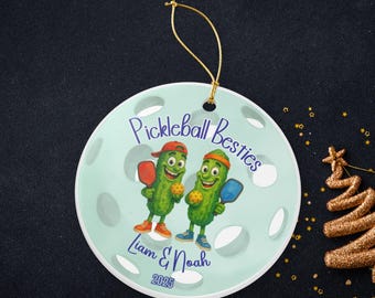 Personlig Pickleball Besties-prydnad: Anpassad keramisk souvenir