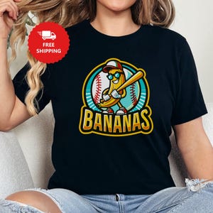 Let&#39;s Go Bananas Baseball Tee: Funny Sports Mascot Shirt