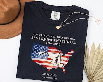 Maryland America 250 Shirt, Semiquincentennial Tee, 1776 2026 Patriotic Shirt, Maryland State Pride Comfort Colors® T-Shirt