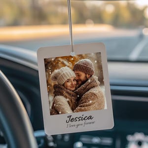 Custom Photo Car Ornament, Personalised Hanging Car Photo Polaroid Any Image, New Driver Gift, Couples Gift, Idea First Car Charm Gift