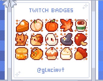 Autumn & Fall Halloween Seasonal Pixel Art Sub Badges / Bit Badges for Twitch, YouTube, Discord