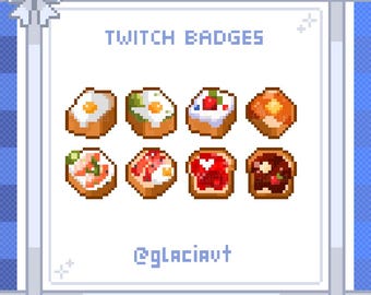 Toast Pixel Art Sub Badges, Twitch Bit Badges (Digital Download)