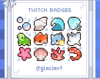 Insignias de suscripción de Marine Minis Pixel Art/Insignias de bits para Twitch, YouTube, Discord