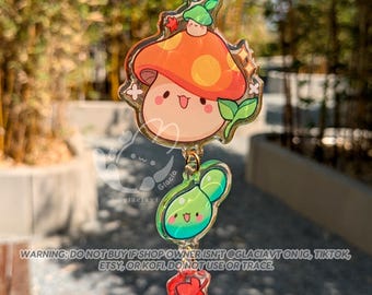 MAPLESTORY Orange Mushroom Maple Leaf Slime Dangle Charm, Pink Bean, OR Slime Keychain