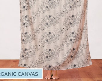pbs fabrics - Organic Canvas - Geo Florals - Pink V Design - unbleached 0.54 yd (0.5 m)