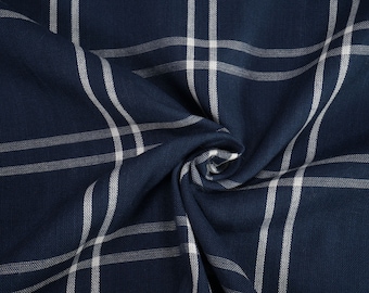 Viscose woven white blue checkered 0.54yd (0,5m)