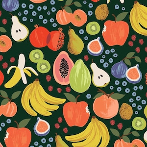 Cotton + Steel - Rifle Paper Co - Orchard - Fruit Stand - Hunter 0.54 yd (0,5 m)