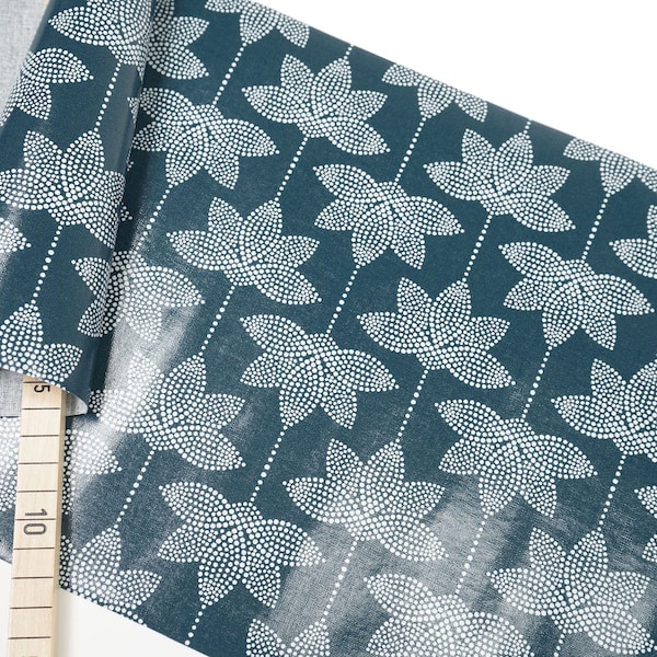 Oilcloth - Coated cotton - Lotus Dusty Petrol - Glossy - Au Maison 0.54 yd (0,5 m)