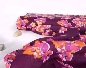 Viscose flowers on purple by Milliblus 0.54 yd (0,5m)