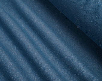 Tissu Bord Côtes Lurex uni amiral bleu + paillettes d'or 0,5m