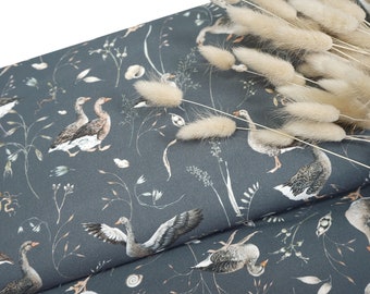 acufactum - Cotton fabric - Grey geese - Sophia Drescher 0.54 yd (0.5 m)