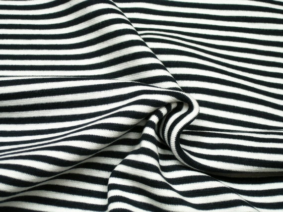 0.5m Rib knit fabric plain striped white navy 0.54yd