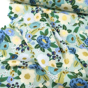 Rifle Paper Co. - Vintage Garden - Vintage Blossom - menta metallizzato 0,54 yd (0,5 m)