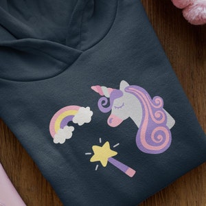 Unicorn Rainbow and Magic Wand - Baby Hoodie Sweater Organic Cotton - Baby Cruiser Hoodie Toddlers Hoodie SK