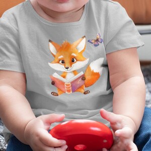Camiseta de manga corta para bebé con dibujo de zorro y mariposa, algodón orgánico de alta calidad - Camiseta Baby Creator para niños pequeños SK