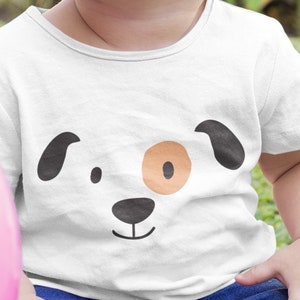 Cartoon Dog Face - Baby T-Shirt Short Sleeve Shirt Organic Cotton High Quality Durable - Baby Creator T-Shirt Toddlers SK