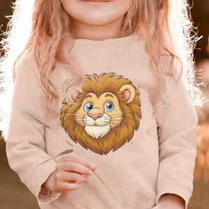 Cartoon süßer Löwenkopf - Kinder Pullover Sweatshirt Bio Baumwolle Hochwertig Langlebig - Mini Changer Sweatshirt 2.0 ST/ST SH