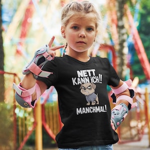 Nett kann ich! Manchmal! Comic Hund - Unisex Kinder T-Shirt Kurzarm-Shirt Bio Baumwolle Hochwertig Langlebig T-Shirt Kids BC SH