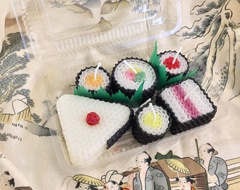 Sushi Candle Gift Set Original Assorted Sushi Candles Beeswax Handmade Candle Unique Onigiri Japanese Faux Food Japan 6 Piece Gift Set