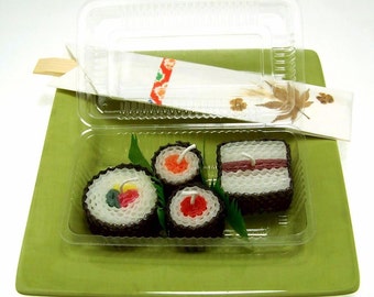 Sushi Art Sushi Idées cadeaux Wax d’abeille faites à la main Bougies japonaises assorties 4 pièces Décoration intérieure japonaise Hôtesse Cadeau