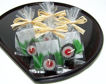 Sushi Party Favour Tekka Maki Sushi Candle Favor Beeswax Red Maguro Tuna Fish Japanese Sushi Bar Fake Food