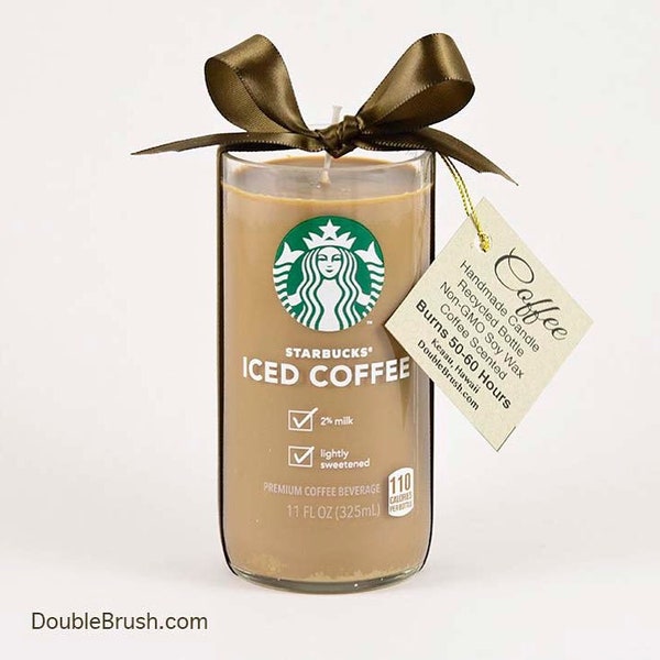 Drink Coffee Starbucks Iced Coffee Candle Cold Drink Java Coffee Cafe Cold Coffee Gift Mocha Vanilla Recycled Candle Glass Bottle