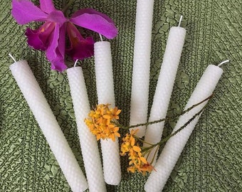 Beeswax Candles Handmade Hand Rolled from 100% pure Beeswax Sheets 6 Dinner Taper Candles Choose Your Colors and Regular or Thin Size