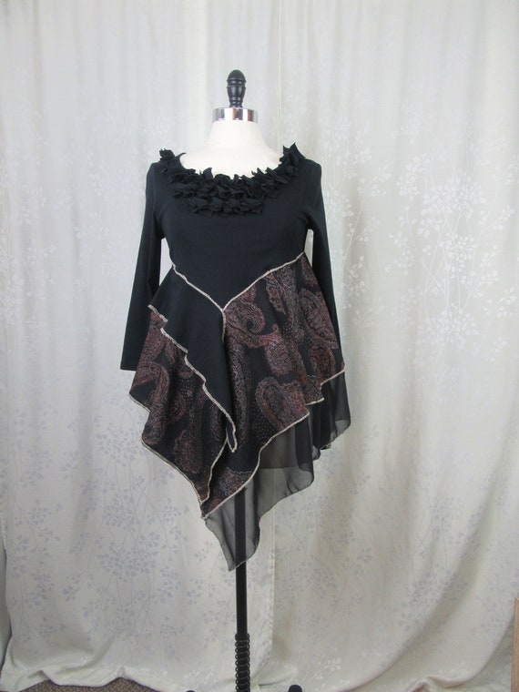 Lagenlook Elegant Black Knit Tunic Long Layered Flowing Boho | Etsy