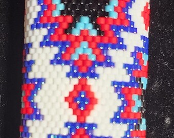 Funda para encendedor AZTEC 1 hecha a mano con cuentas