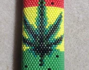 Marijuana Hand Beaded Lighter Cover